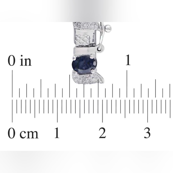 Oval Black Sapphire and Diamond Accent Bracelet in Sterling Silver - Picture 2 of 2